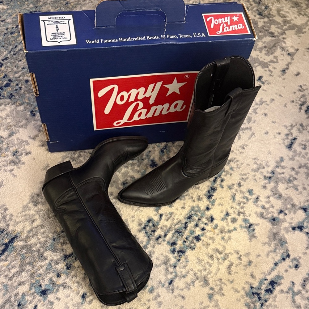 Tony Lama Sleek Black Western Boots